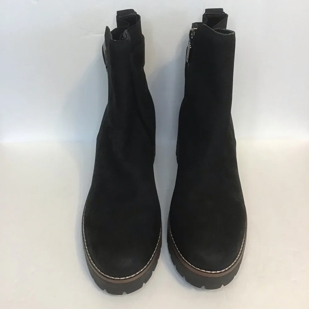 BLONDO Women's Black Suede DAHLIA WATERPROOF Lug Sole Ankle Boots 9.5 NEW